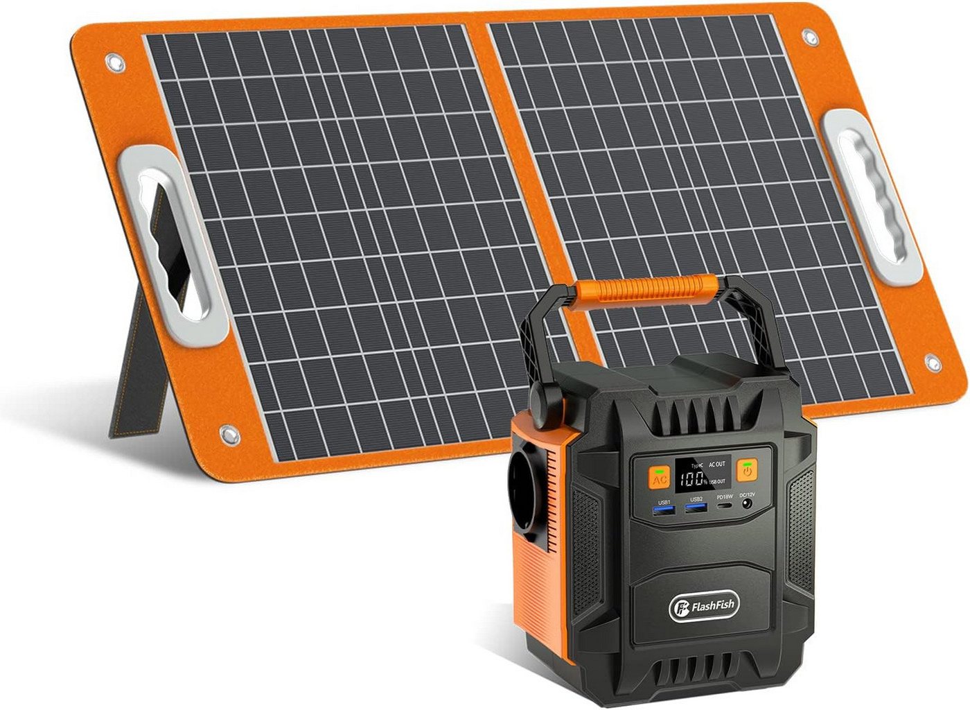 Flashfish Stromerzeuger Powerstation 200W, 172Wh Stromgenerator Solar, AC-Ausgang 230V, 0,4 in kW, mit 60W Solarpanel Bild 4