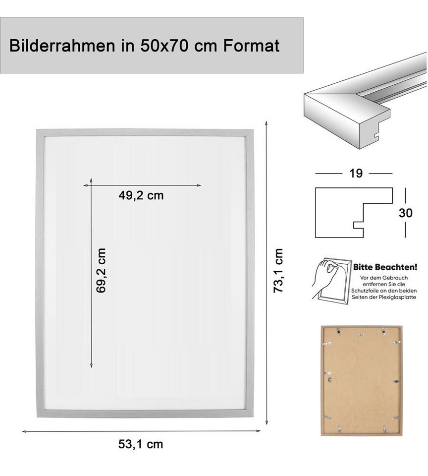 IDEAL TREND Bilderrahmen Holz Bilderrahmen Lifestyle Plexi Foto Rahmen Collage Wanddeko Poster, für 1 Bilder (1 St), Holz Bilderrahmen mit Papiereinleger und Kunststoffglas Bild 2