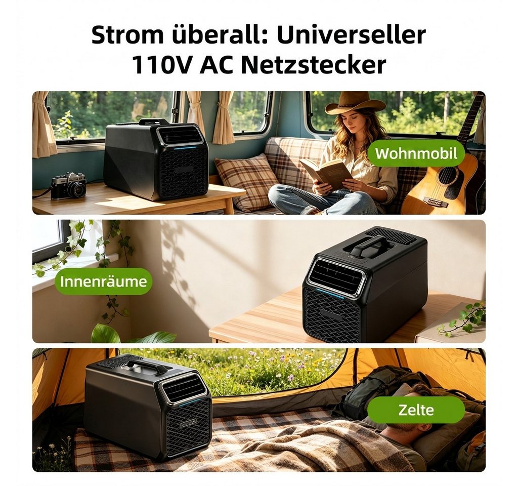 Rolipo Klimagerät Tragbare Camping-Klimaanlage Luftkühler 4-in-1 Klimagerät Wohnmobil, 5000BTU 550W Kühlung/Entfeuchtung/Ventilation/Schlafmodus Bild 4
