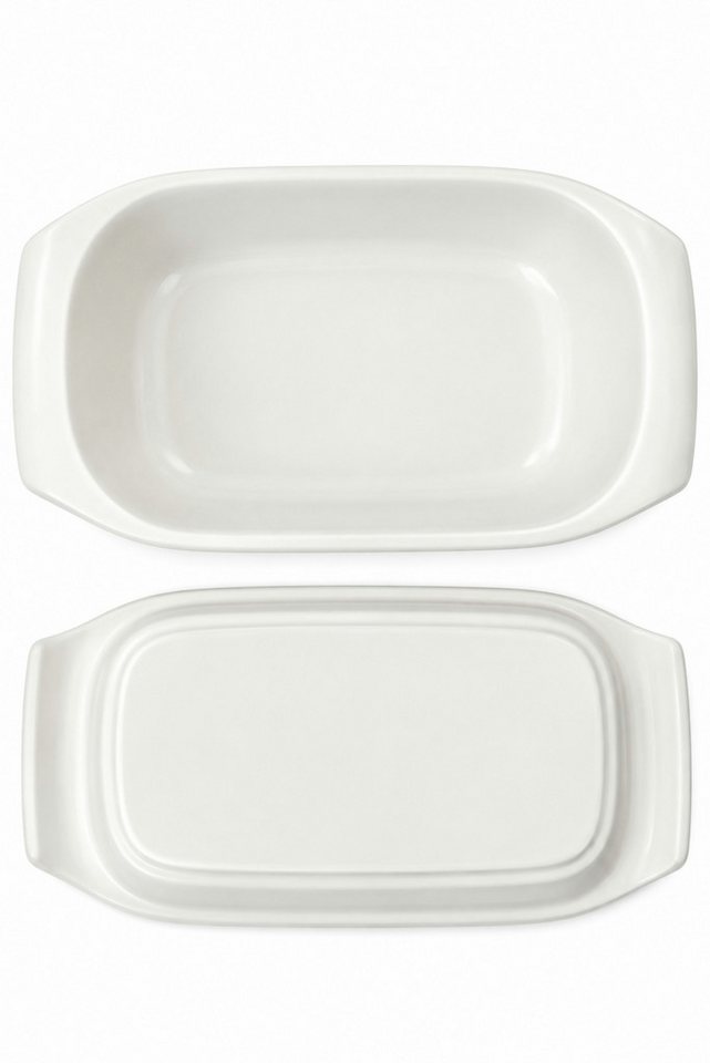 KERAZO Brotbackform 3,5L Keramik Bräter mit Deckel Brottopf Auflaufform 33x16x14cm, weiß, Für knuspriges Brot und saftige Ofengerichte Bild 3