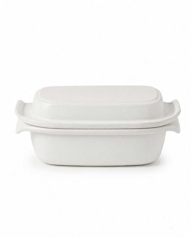 KERAZO Brotbackform 3,5L Keramik Bräter mit Deckel Brottopf Auflaufform 33x16x14cm, weiß, Für knuspriges Brot und saftige Ofengerichte Bild 4