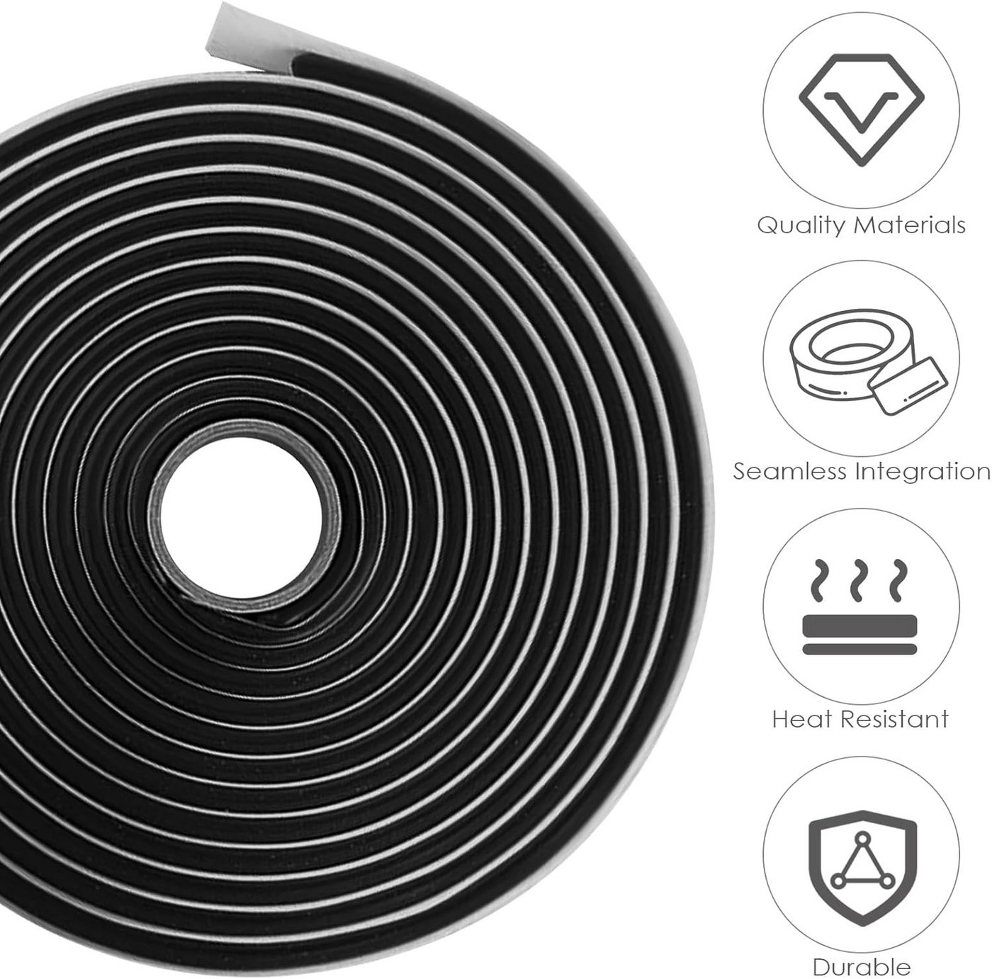 Zengi Dichtungsband Butyl-Dichtungsband 9,5 mm × 4 m selbstklebend wasserdicht Schwarz, (Packung, 1-St., 1 Rolle Butyl-Dichtungsband), UV-beständig, hitzebeständig, flexibel, für Metall Kunststoff Glas Bild 3