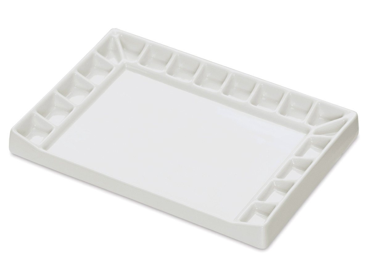 MEEDEN Malpalette Porzellan 18 Farbfächer 14 × 20 cm Weiß für Atelier und unterwegs, nicht porös, rutschfest und leicht zu reinigen
