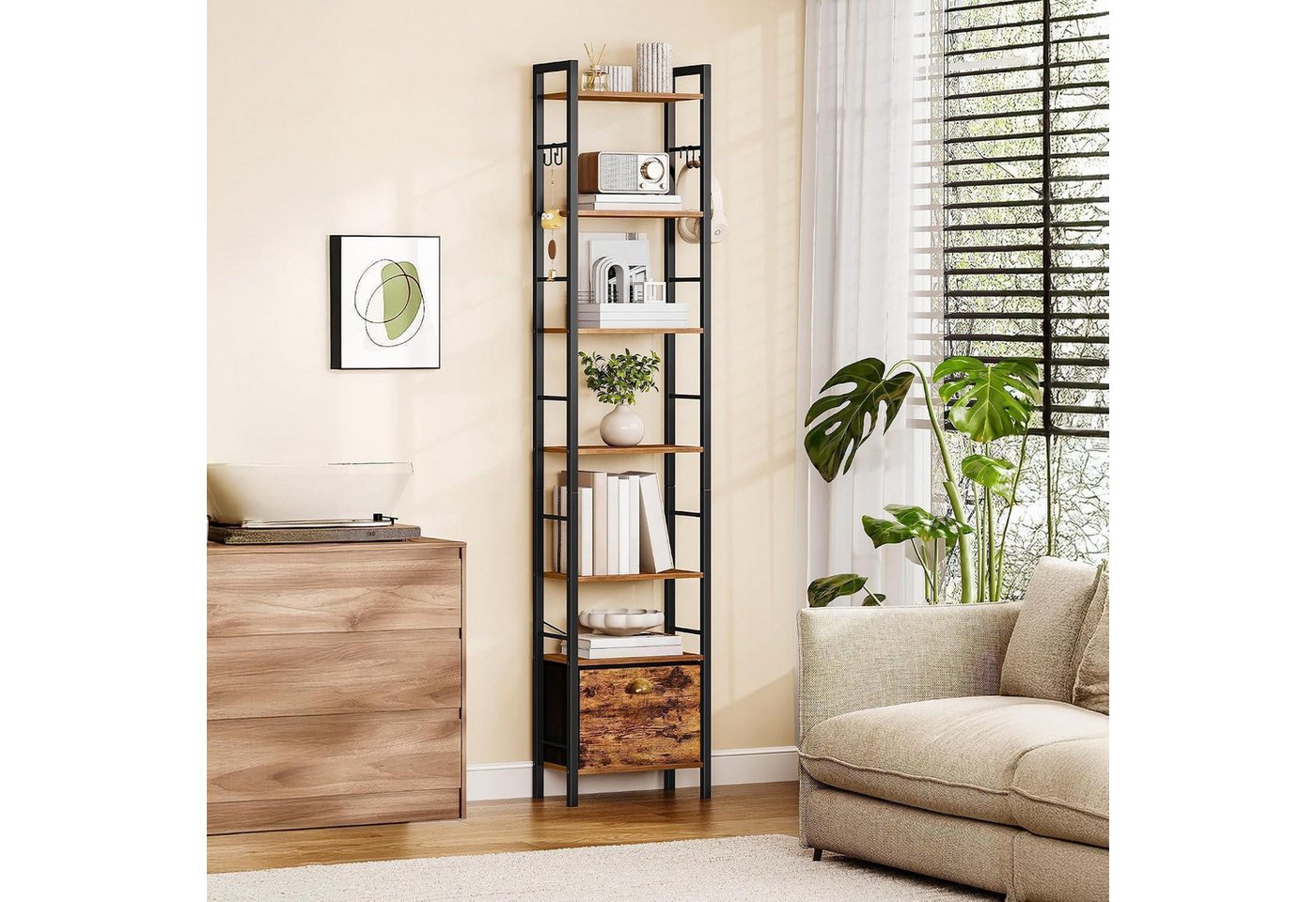 LuxusKollektion Bücherregal Bücherregal 7-Fach Vintagebraun 24x40x198.8cm Bild 2