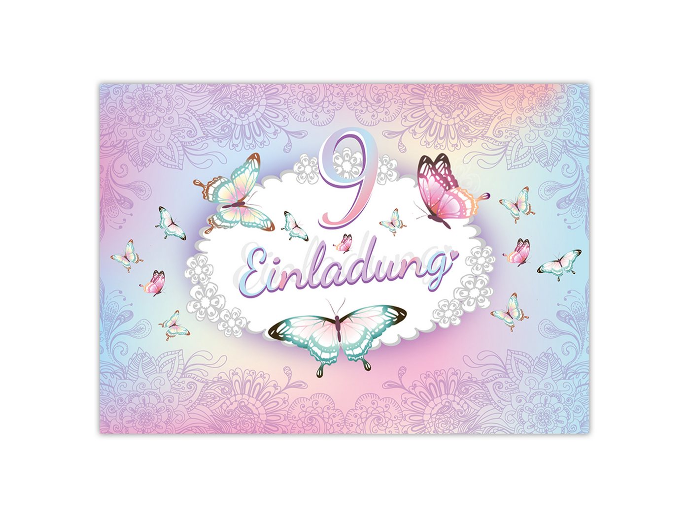 LIMONIA Einladungskarten Schmetterling Einladungen zum Kindergeburtstag Blumen Mädchen, Einladungskarten zum 9. Geburtstag Bild 3