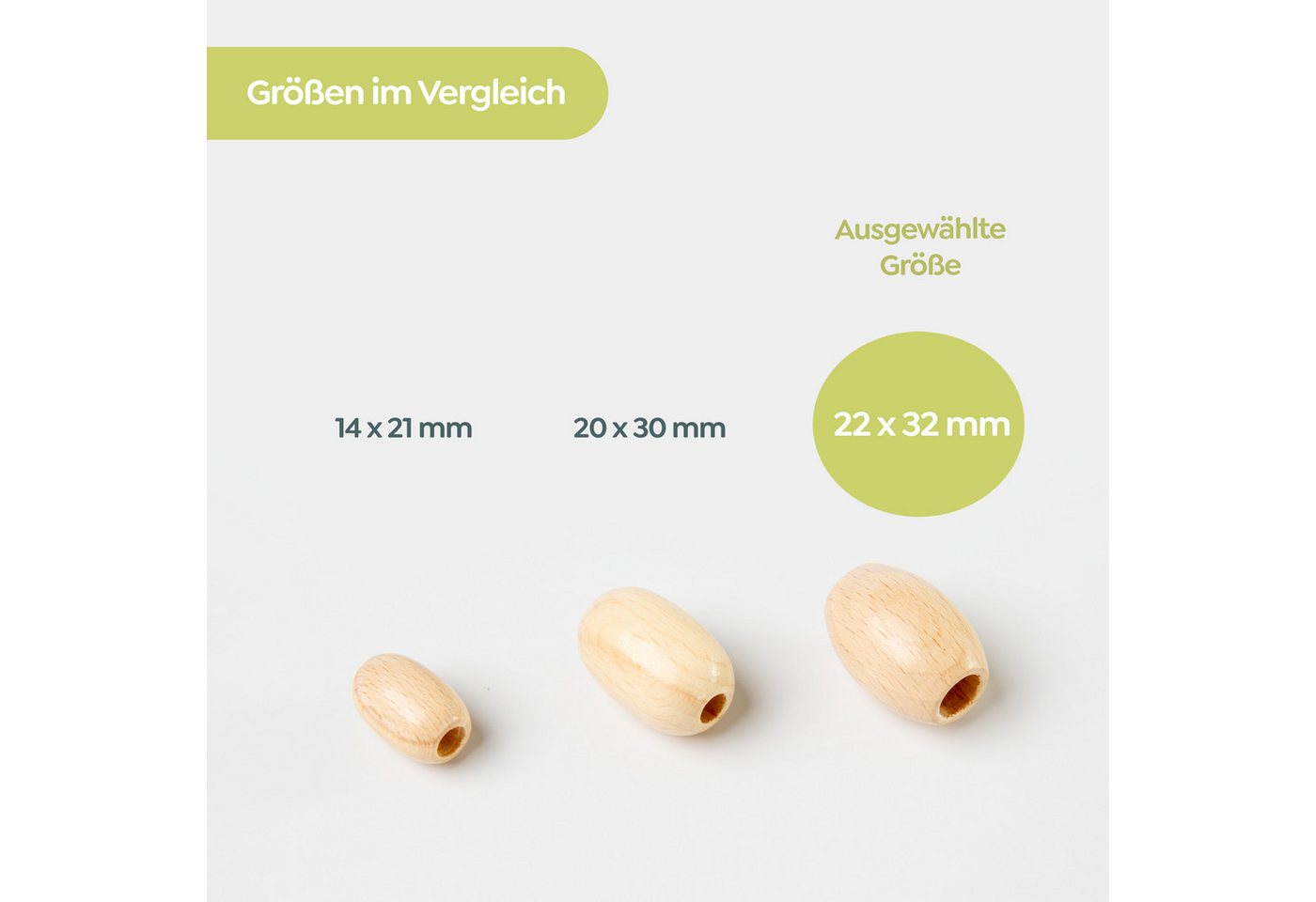 Candini Bastelperlen Holzoliven aus Buchenholz zum basteln & Makramee, 25 Stück, Ø 22x32mm, lackiert Bild 4