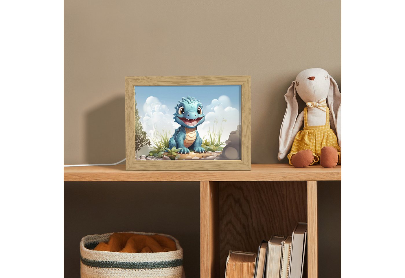 OnlyWow Nachttischlampe Lightbox Drache - Blau - Jungen - Kinder, Dimmbar, Farbwechsel, LED, Warmweiß, Kaltweiß, Neutralweiß Einstellbar, Nachtlicht, Kinder- und Babyzimmer, Dimmbar, mit Kabel, Tischleuchte Bild 2