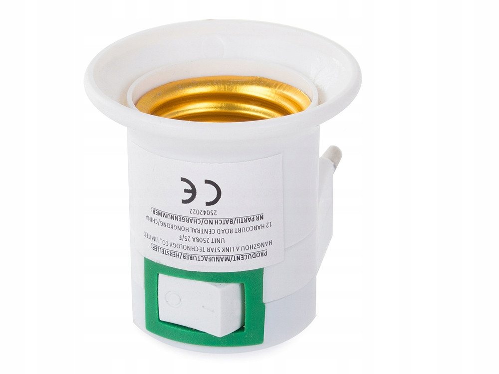 VERK GROUP Steckdosenschalter E27 Steckdosenadapter mit Schalter 230V Lampenfassung Weiß, 1-St., E27-Fassung mit Schalter, Direkter Steckdosenanschluss