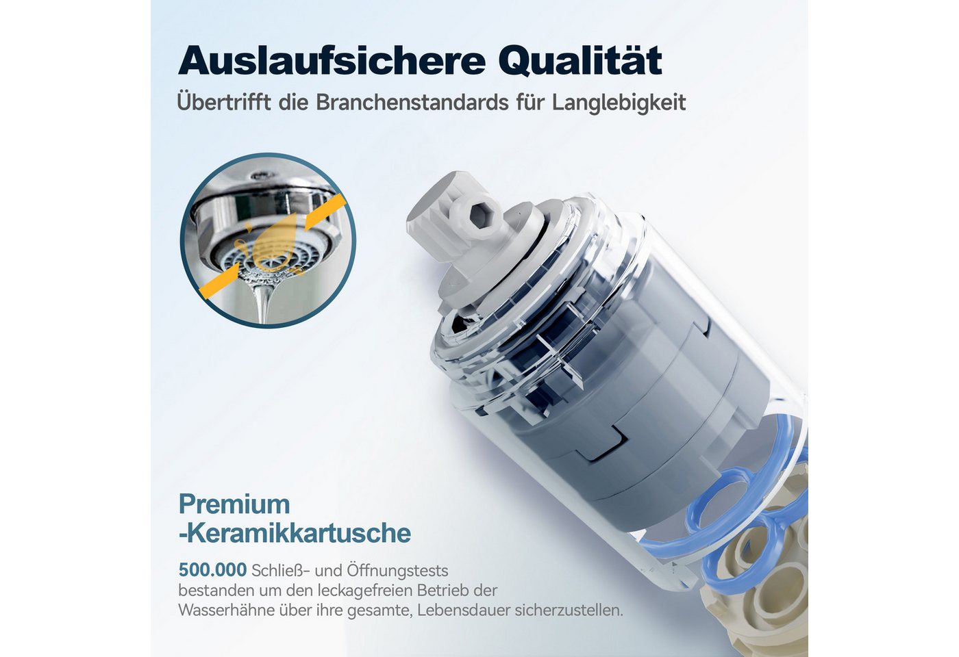 Alphabath Waschtischarmatur (Set, Bad Wasserhahn mit einem 3/8"-Zoll-Kompressionsschläuche) Messinggehäuse Keramikkartusche Einhebelmischer Chrom Badarmatur Bild 4