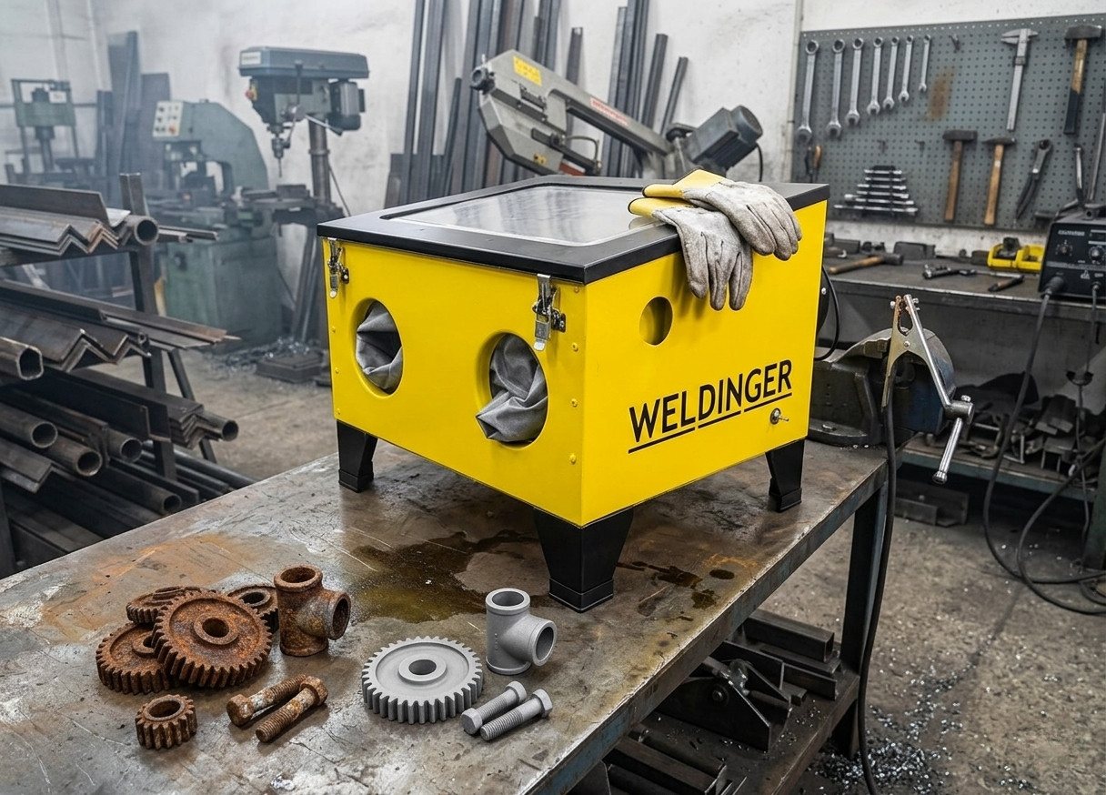WELDINGER Sandstrahlkabine Sandstrahlkabine SK 200 Absauggebläse Staubabscheider Druck 4-8 bar, max. 8 bar, Luftstrahlpistole, Staubabscheider Bild 5