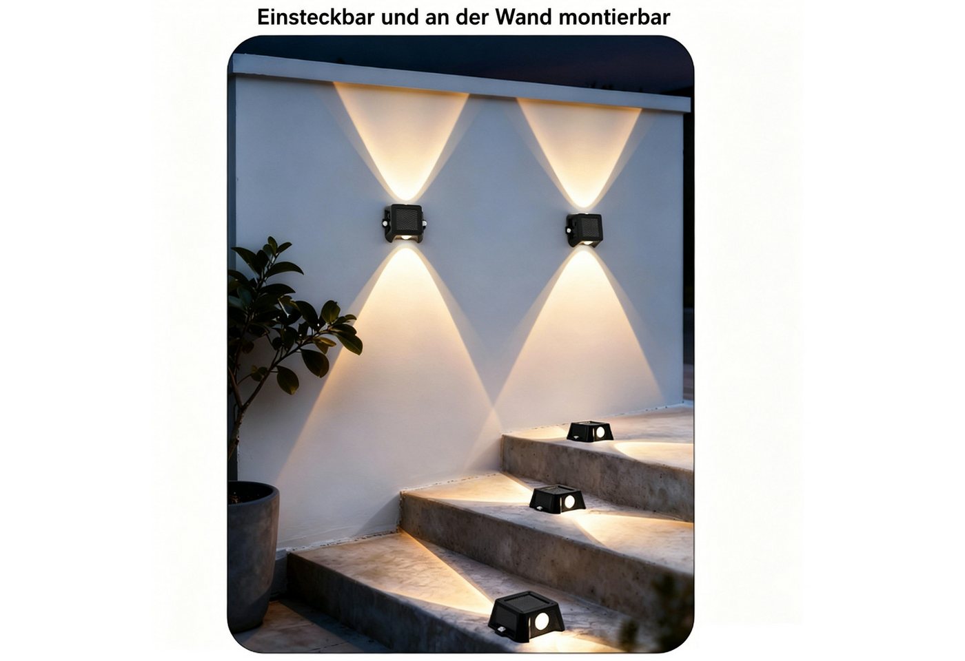 Toomoke LED Solarleuchte Solarlampen Außen/draußen, Gartenleuchte für Terasse Balkon, LED fest integriert, Solar-Deckleuchten Außen solarleuchten garten Party Outdoor
