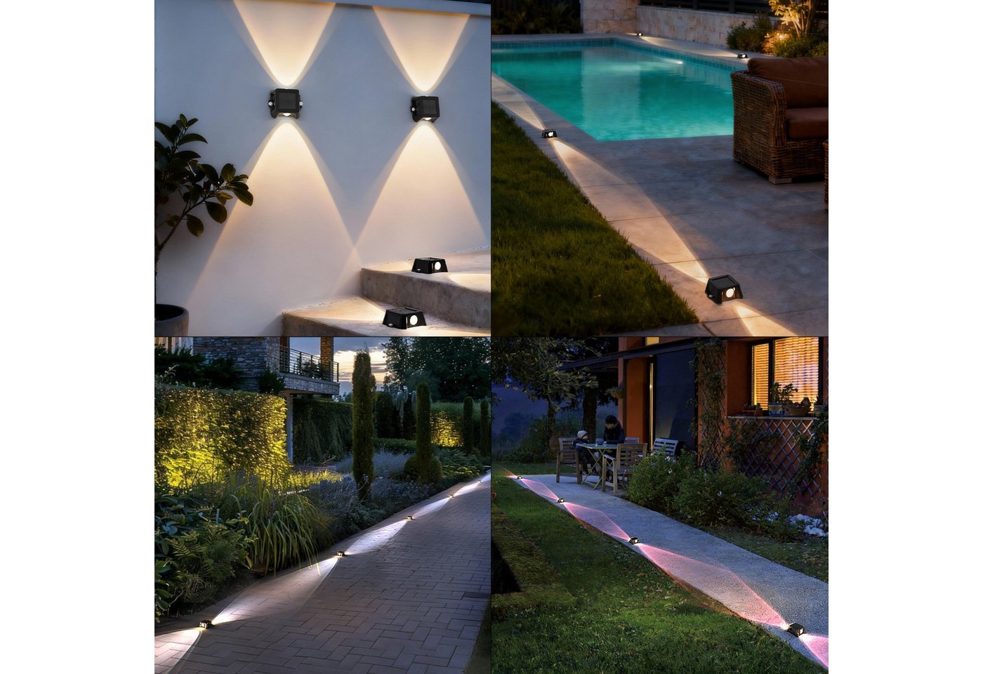Toomoke LED Solarleuchte Solarlampen Außen/draußen, Gartenleuchte für Terasse Balkon, LED fest integriert, Solar-Deckleuchten Außen solarleuchten garten Party Outdoor Bild 5