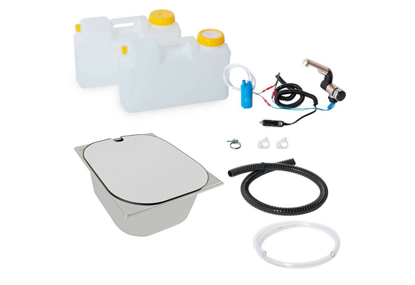 ad-ideen Waschbecken 12V Camping Spüle Technik Bausatz 325x265x100mm Ablage Weiß Bild 2