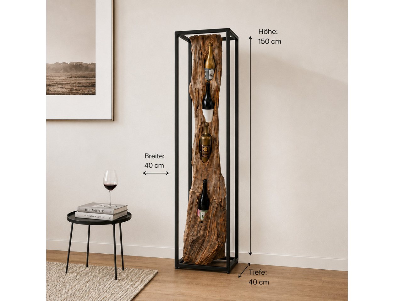 Möbel Bressmer Weinregal Fensunaga Weinregal aus massivem Teakholz, 150 cm Höhe Bild 3