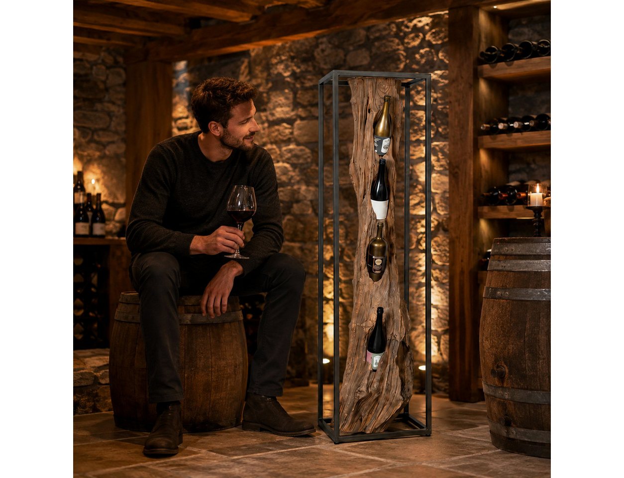 Möbel Bressmer Weinregal Fensunaga Weinregal aus massivem Teakholz, 150 cm Höhe Bild 4