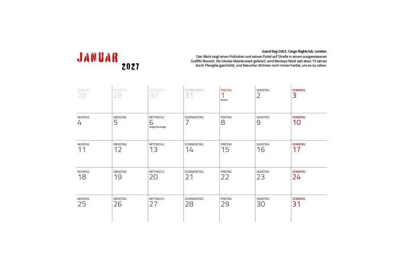 Edition Lempertz Wandkalender Banksy 2027 - Eintragkalender Bild 4