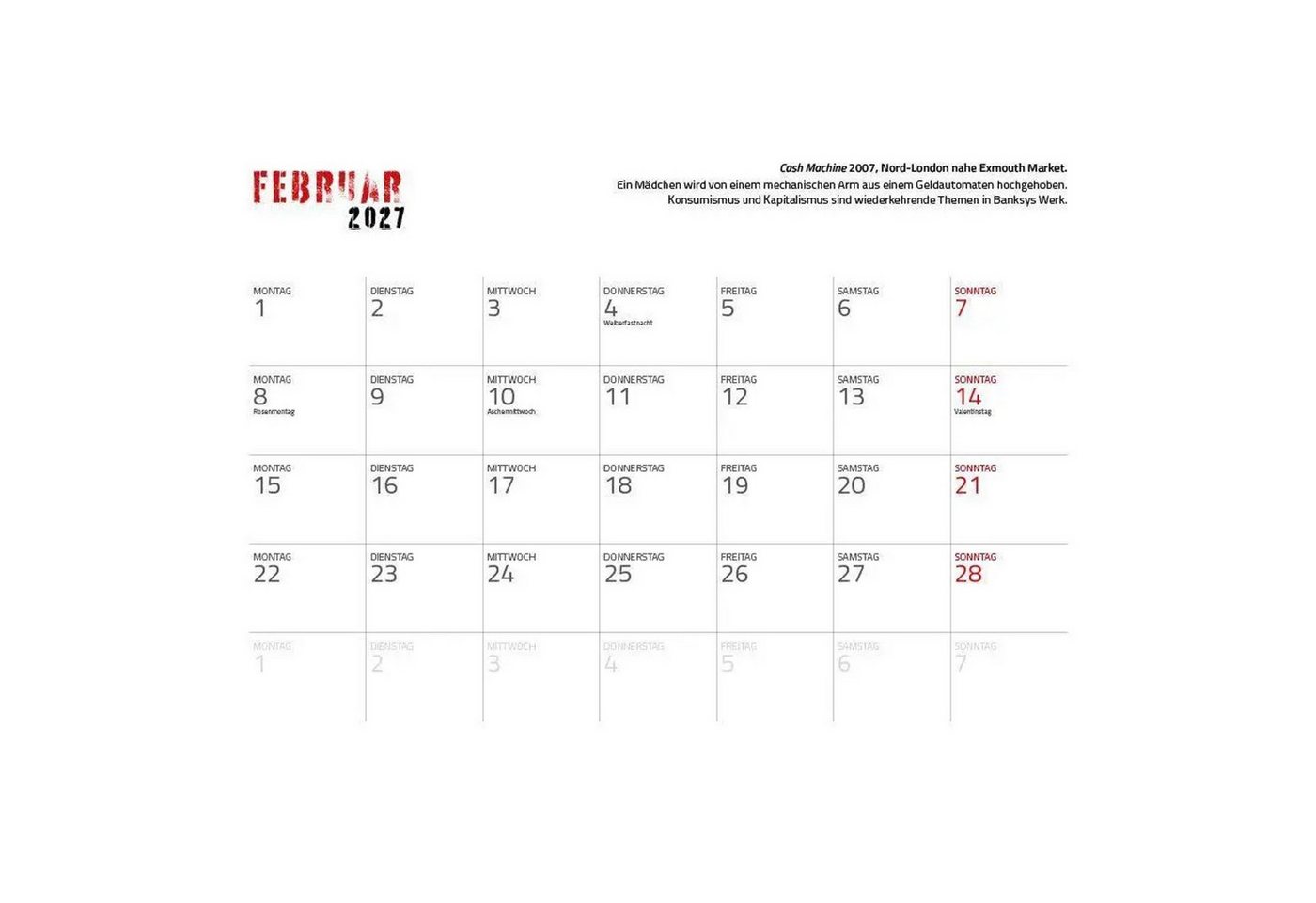 Edition Lempertz Wandkalender Banksy 2027 - Eintragkalender Bild 5