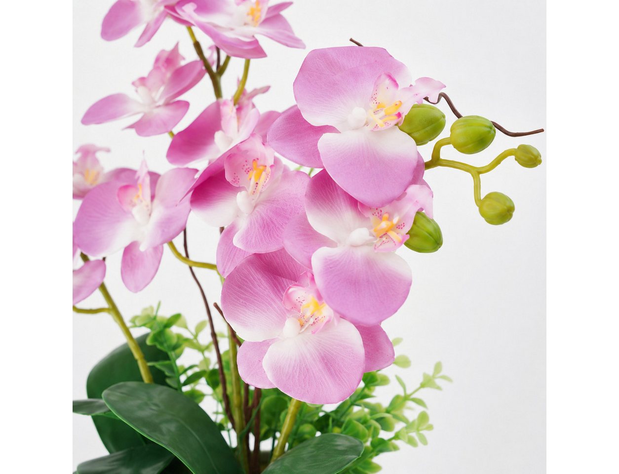Kunstpflanze Künstliche Orchideen im Topf - Weiß Phalaenopsis Kunstblumen-Höhe 36cm Orchidee Phalenopsis, SURFOU, Höhe 38 cm, Dekorative Phalaenopsis mit Seidenblüten & Keramiktopf, Zimmerpflanzen Bild 5