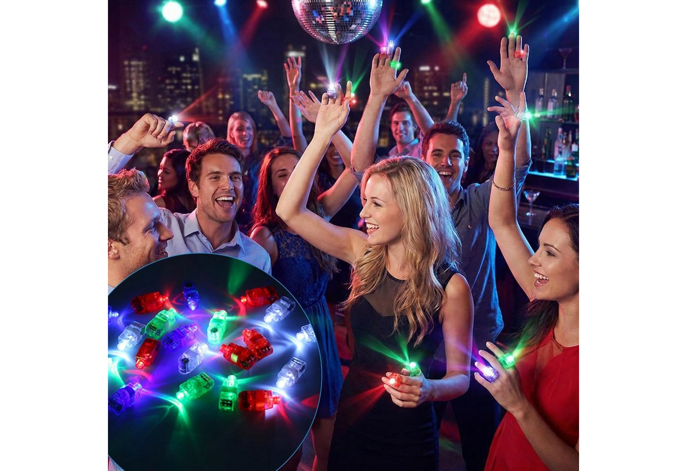 FELIXLEO LED-Leuchtmittel 48er Fingerlichter LED Mehrfarbig Party Gadgets Kinder Hochzeit, 1 St.