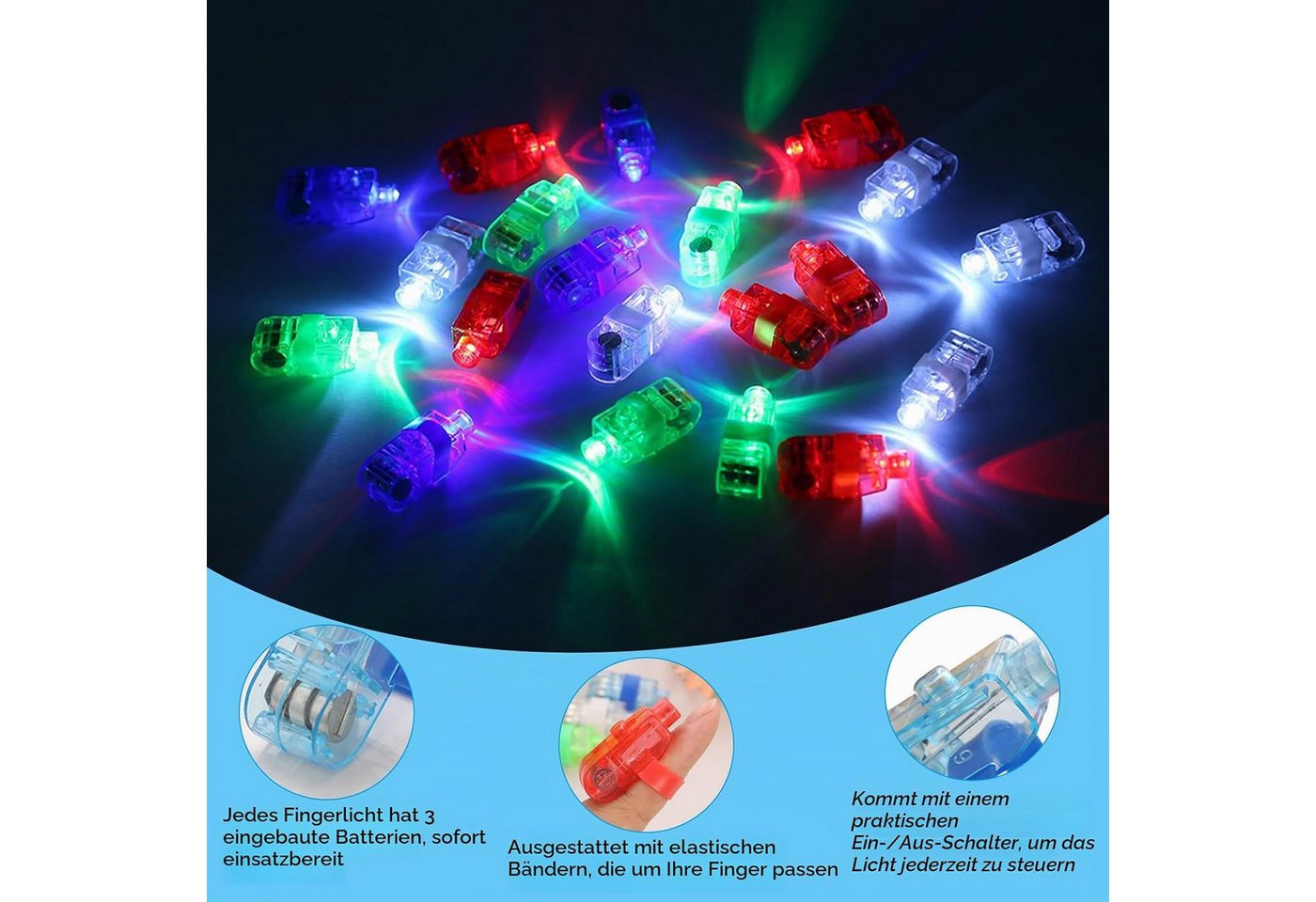 FELIXLEO LED-Leuchtmittel 48er Fingerlichter LED Mehrfarbig Party Gadgets Kinder Hochzeit, 1 St. Bild 2