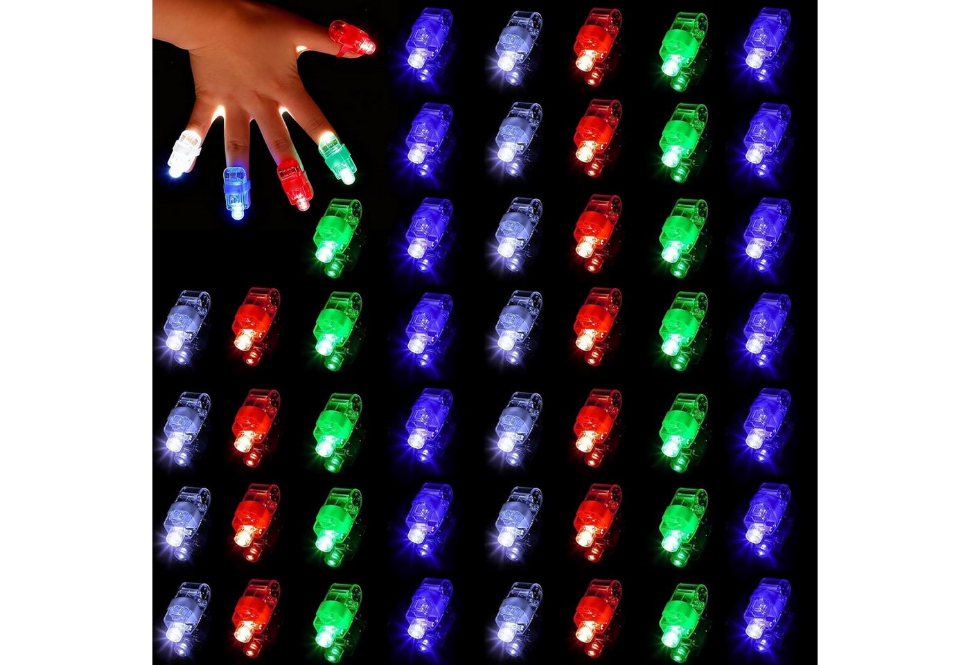 FELIXLEO LED-Leuchtmittel 48er Fingerlichter LED Mehrfarbig Party Gadgets Kinder Hochzeit, 1 St. Bild 3