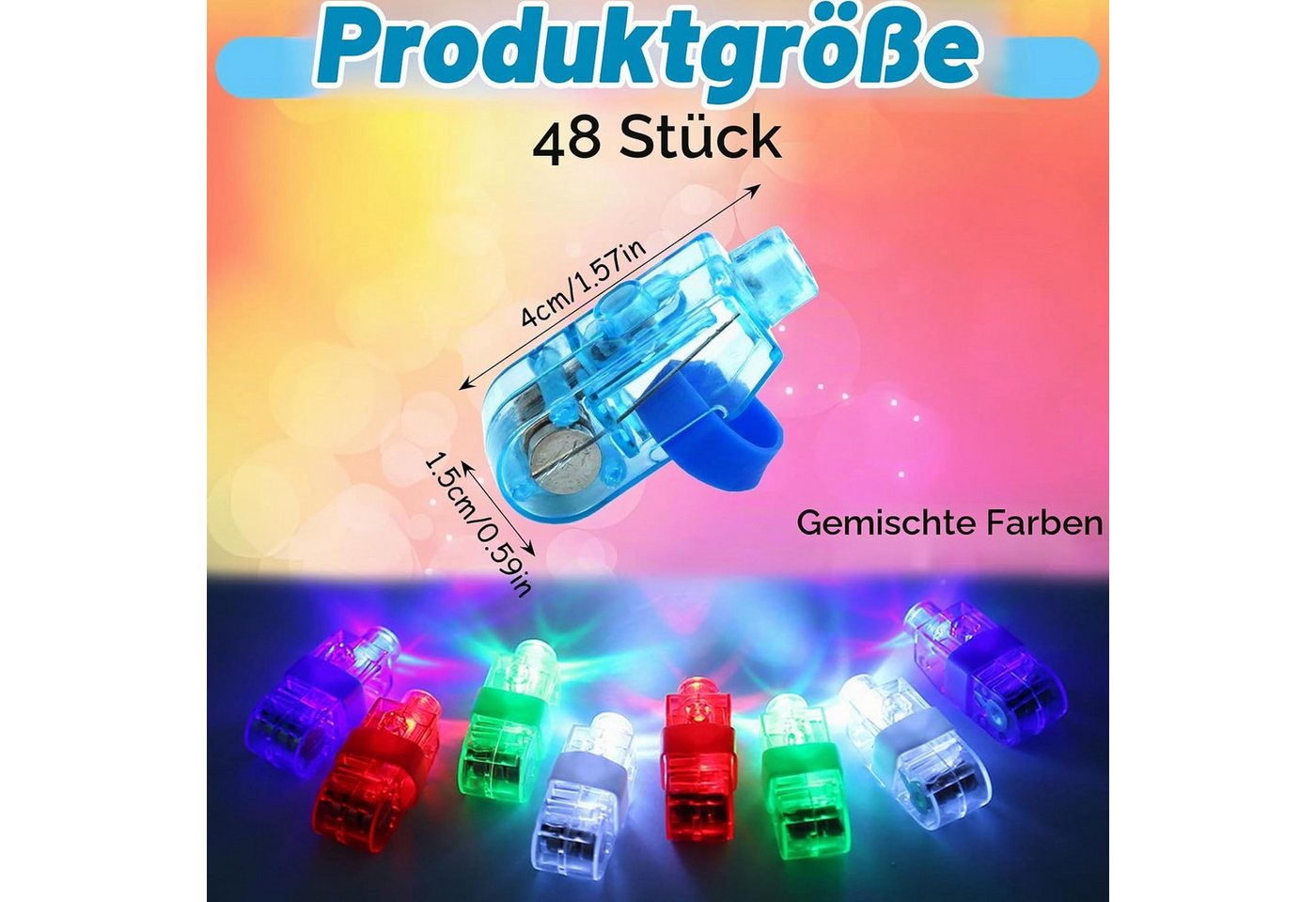 FELIXLEO LED-Leuchtmittel 48er Fingerlichter LED Mehrfarbig Party Gadgets Kinder Hochzeit, 1 St. Bild 4