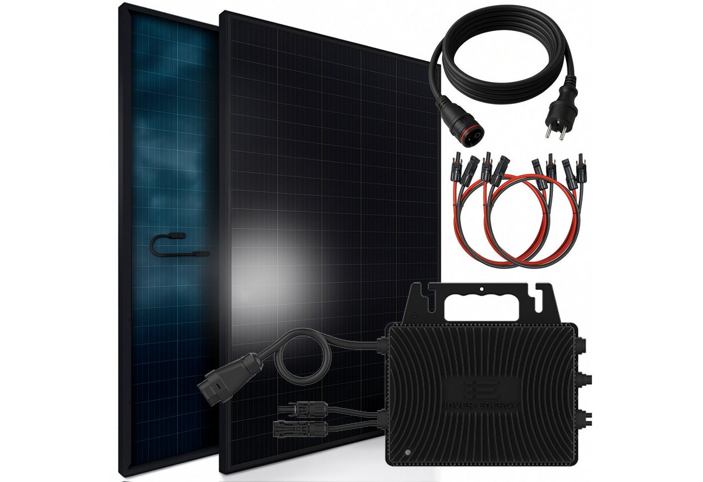 SUNNIVA Balkonkraftwerk 920W Balkonkraftwerk BIFAZIAL FULLBLACK komplett Steckdose, (INVER ENERGY 800W Wechselrichter, PV Solaranlage, 2x 460W Glas-Glas Solarmodule, inkl. 5m Kabel, Bluetooth WIFI, Komplettset) Bild 3