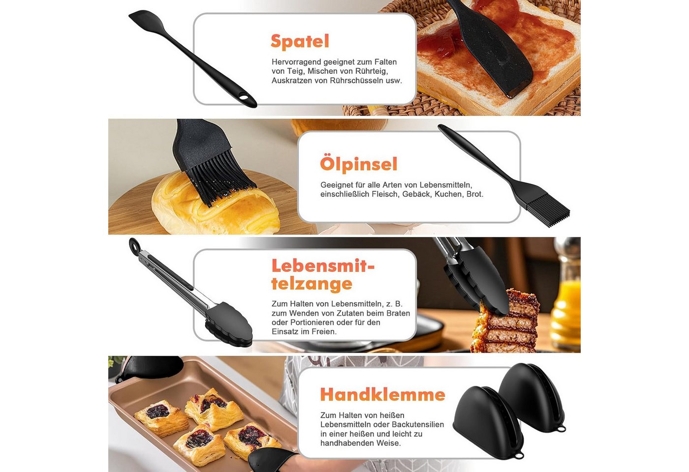 Vernatti Backform 18-tlg. Heißluftfritteusen-Zubehör Set für 7,6–9,5 l Airfryer, (8-teiliges Zubehörset für Heißluftfritteusen zum Backen und Grillen 18-tlg), 18-teilig, hitzebeständig, stapelbar, vielseitig einsetzbar Bild 5