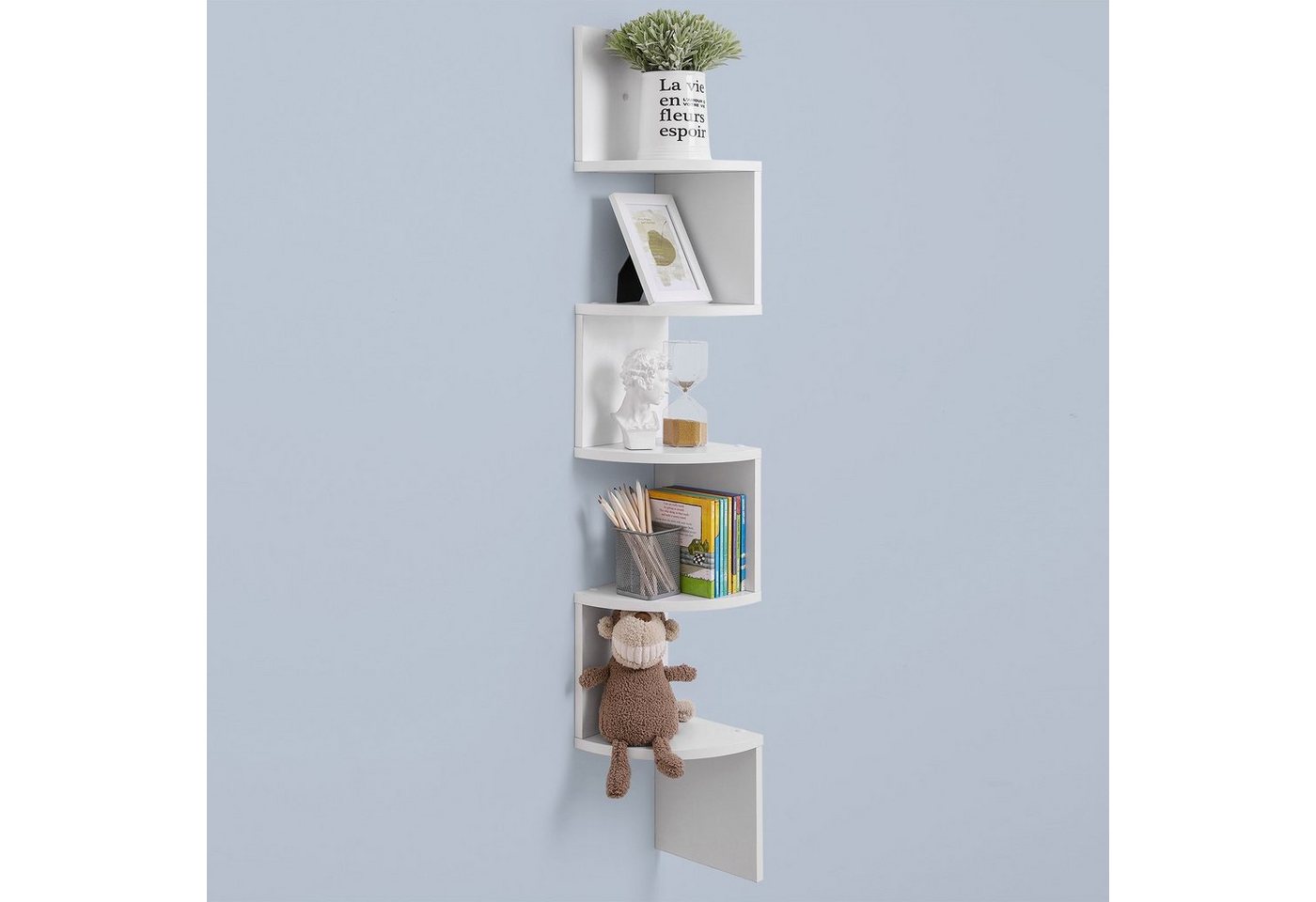 VASAGLE Eckregal Wandregal, 5 Ebenen, 2-tlg., 2er Set, für Bücher, Schweberegal, Bücherregal, Pflanzenregal Bild 4