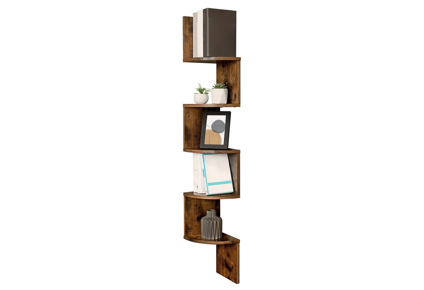 VASAGLE Eckregal Wandregal, 5 Ebenen, 1-tlg., für Schlafzimmer, für Bücher, Schweberegal, Bücherregal, Pflanzenregal