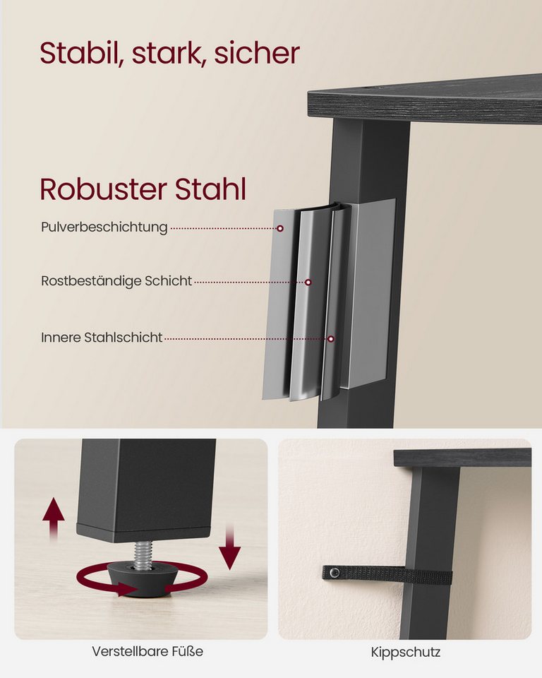 VASAGLE Eckregal Bücherregal, für Wohnzimmer, Industrial-Design, mit Stahlrahmen, Leiterregal Bild 4