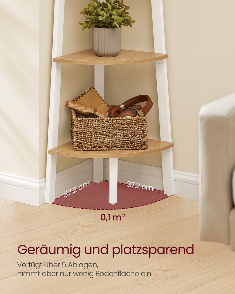VASAGLE Eckregal Bücherregal, Bücherregal, mit 4/5 Ebenen, H: 125/159cm, mit Stahlrahmen Bild 3