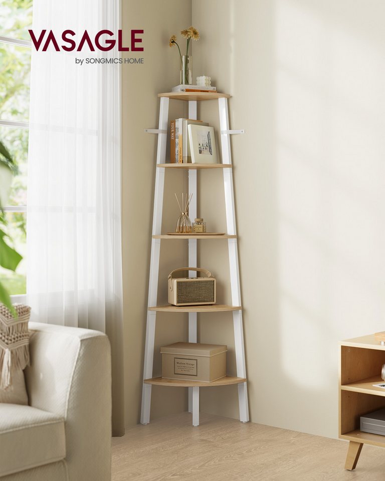 VASAGLE Eckregal Bücherregal, Bücherregal, mit 4/5 Ebenen, H: 125/159cm, mit Stahlrahmen Bild 5