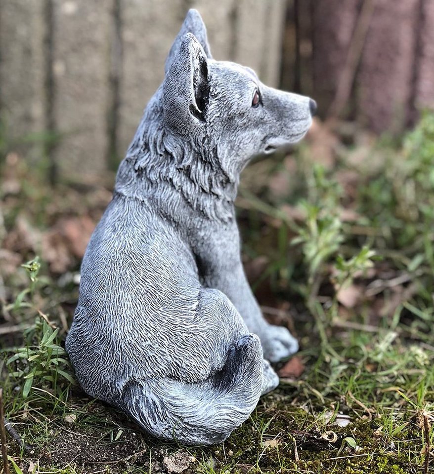 Stone and Style Gartenfigur Frostfeste Steinfigur Hund Schäferhund klein