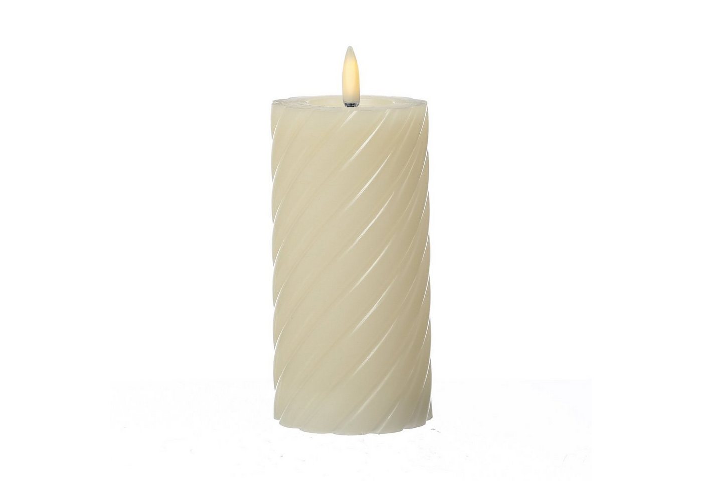 MARELIDA LED-Kerze LED Kerze Twist Echtwachs gedreht flackernd H: 17,5cm Timer creme, warmweiß (2100K bis 3000K) Bild 3