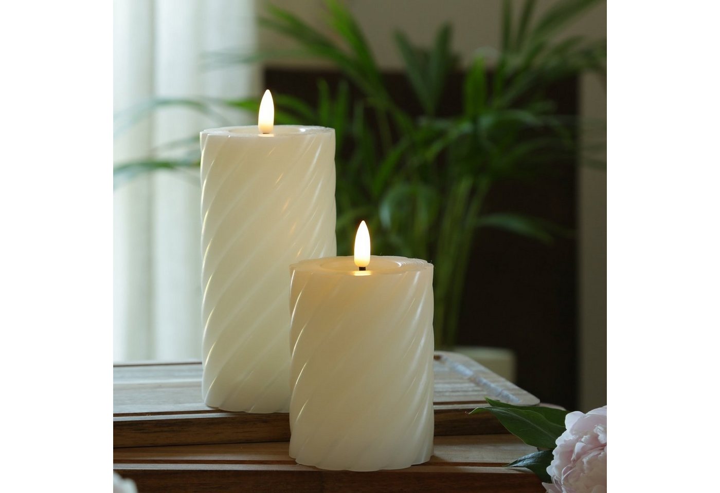 MARELIDA LED-Kerze LED Kerze Twist Echtwachs gedreht flackernd H: 17,5cm Timer creme, warmweiß (2100K bis 3000K) Bild 5