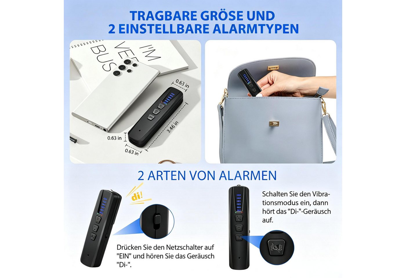 AIBISTAR Leitungsortungsgerät Bug Detector, Wanze-Finder, Kamera Aufspürgerät, GPS, 4 Modi, Erkennung von WLAN-Wanzen & Funkkameras, 2 Alarmmodi,Ideal für Reisen, Hotel, Büro & Alltag Bild 2