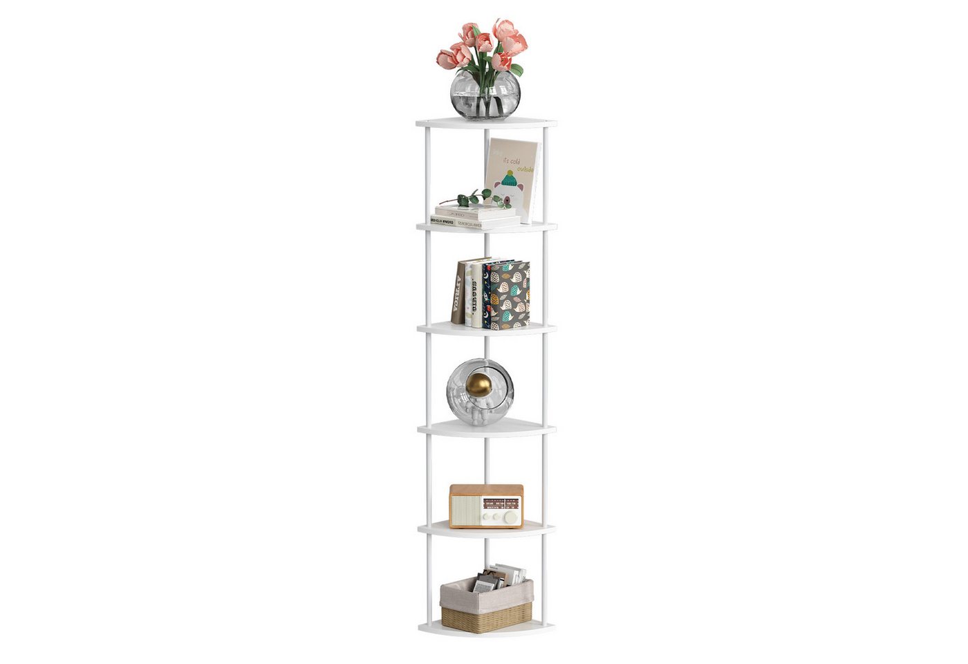 JEOBEST Eckregal Bücherregal mit 6 Ebenen, Aufbewahrungsregal, Pflanzenregal, H: 154cm, Industrial-Design, mit Stahlrahmen Bild 5