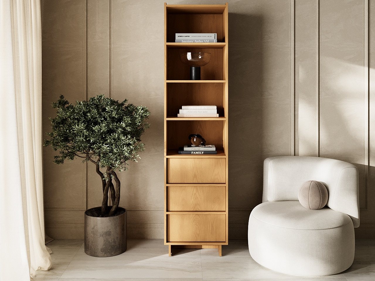 GrainGold Standregal Azumi, Set, Bücherregal, Breite 50 cm, mit Push-to-open, mit Schubladen Bild 2