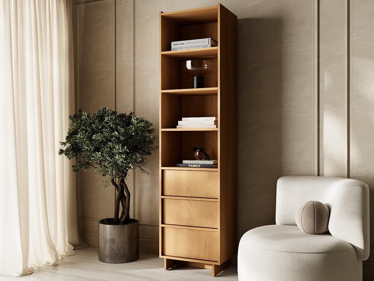 GrainGold Standregal Azumi, Set, Bücherregal, Breite 50 cm, mit Push-to-open, mit Schubladen Bild 3