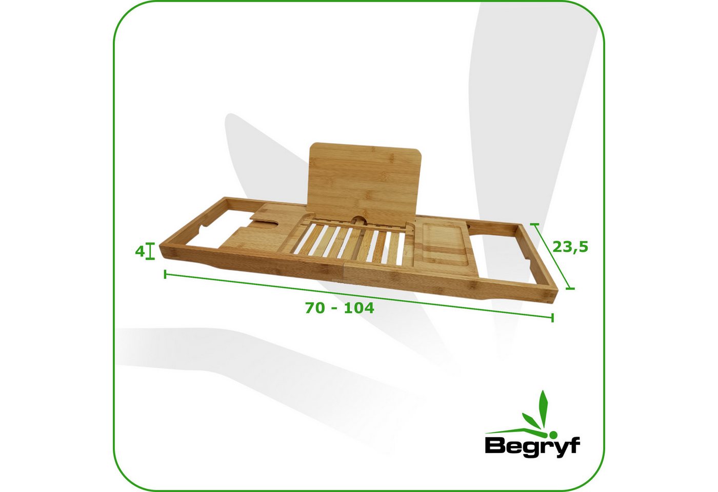 BEGRYF Badewannenablage Badewannenablage Bambus ausziehbar 70-104 x 23,5 x 4 cm Bild 3