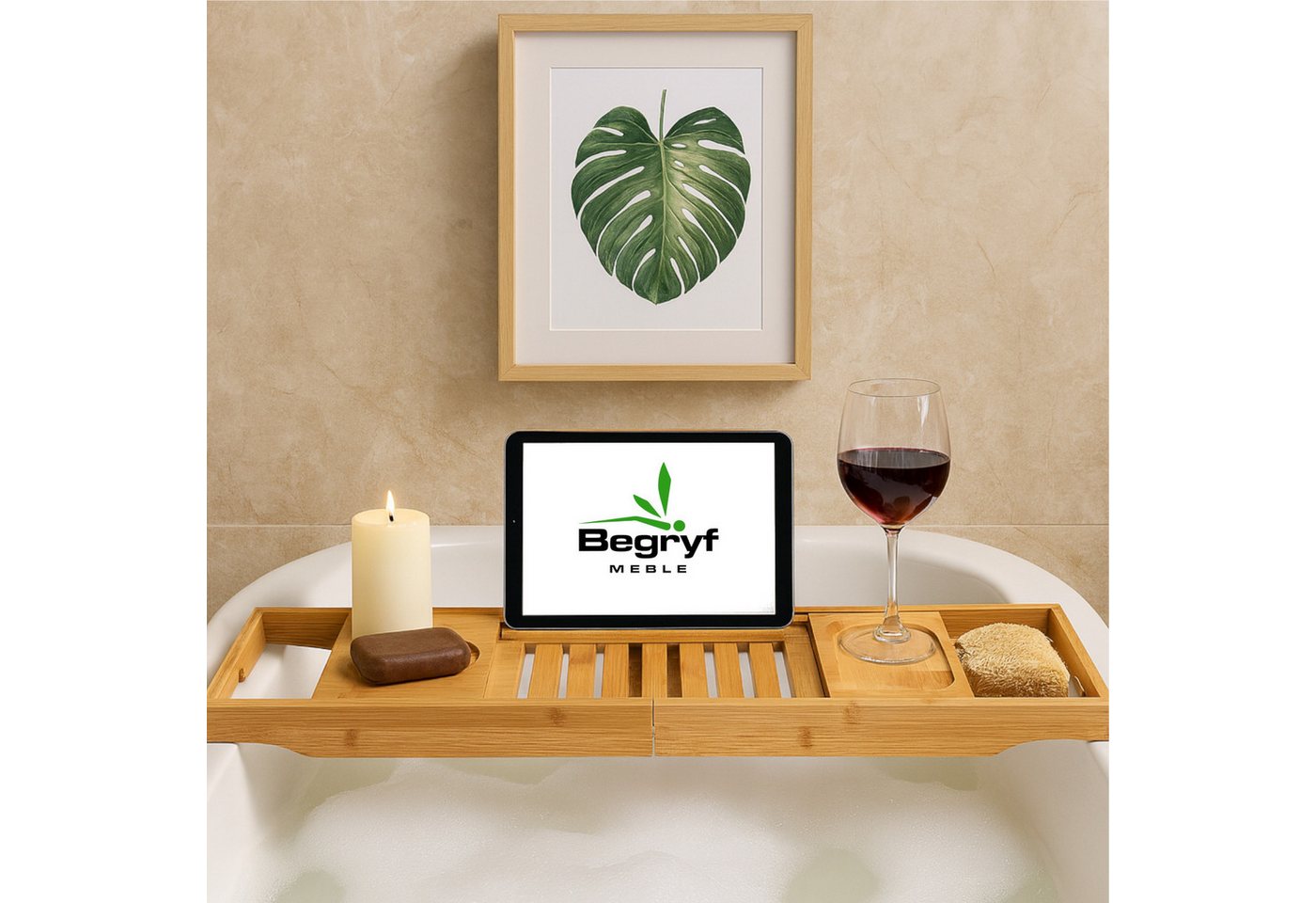 BEGRYF Badewannenablage Badewannenablage Bambus ausziehbar 70-104 x 23,5 x 4 cm Bild 5