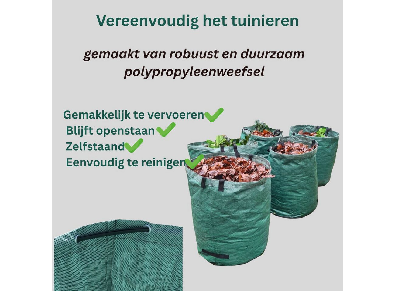 FAMEX Gartensack Gartenabfall Sack 272 L, für Garten, (Laubsack, verstärkt, hohe Qualität, 4-tlg), Offenbleibend und Selbststehend Bild 2