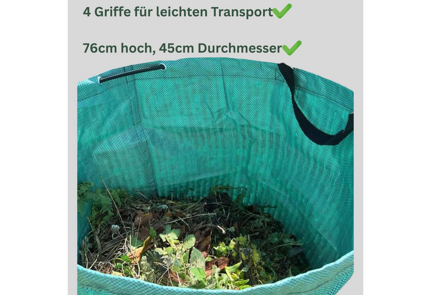 FAMEX Gartensack Gartenabfall Sack 272 L, für Garten, (Laubsack, verstärkt, hohe Qualität, 4-tlg), Offenbleibend und Selbststehend Bild 3