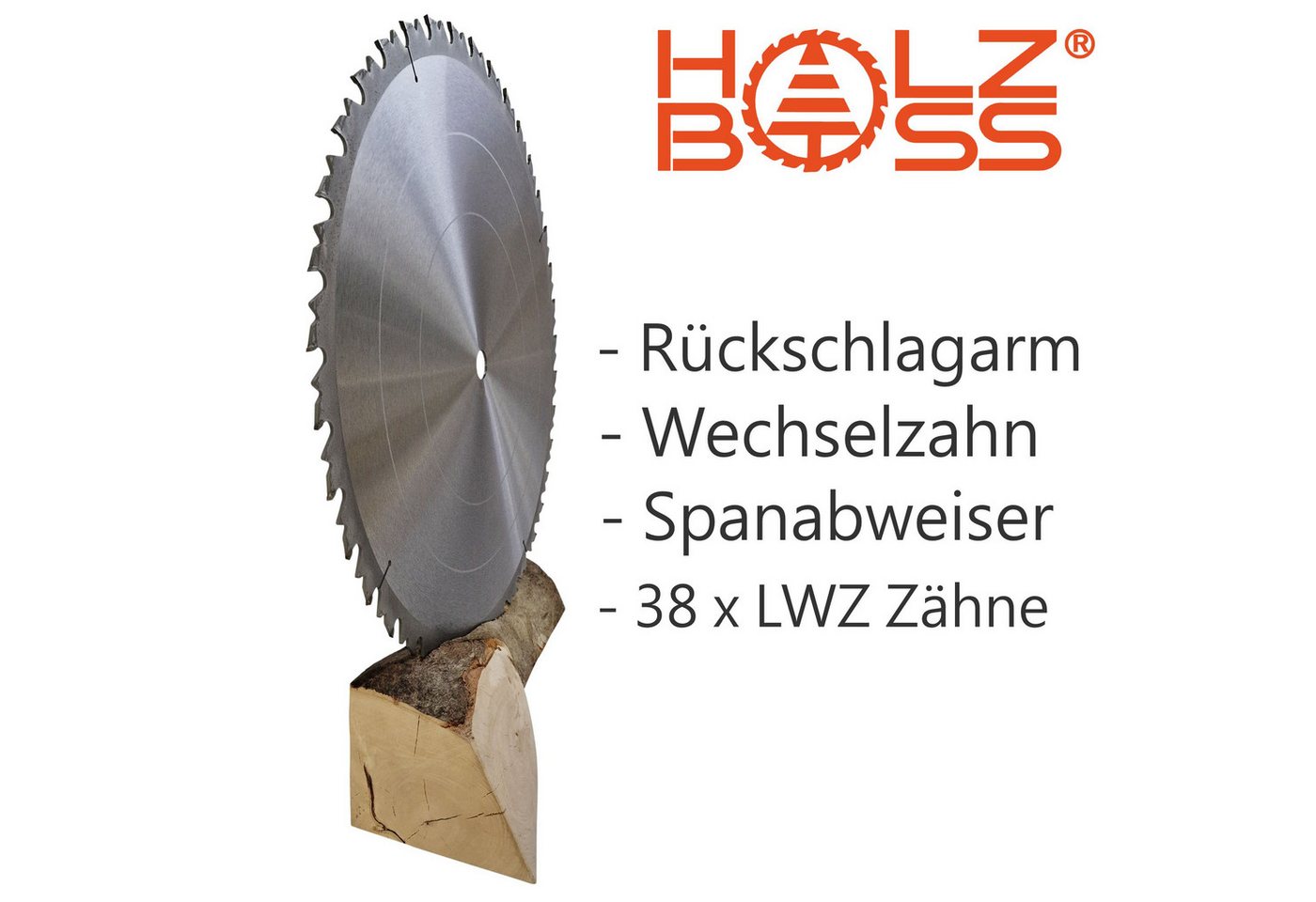 Holzboss® Sägeblatt HM-Kreissägeblatt 38xZahn LWZ 600x35 mm mit Spanabweiser Rückschlagarm
