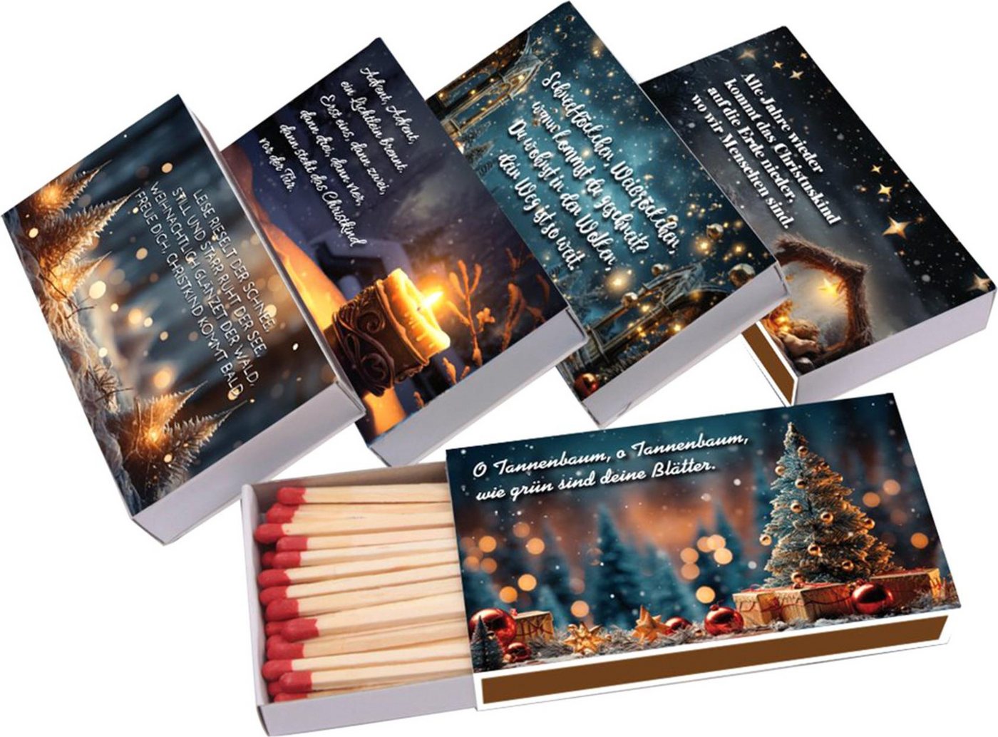 meytrade Grillanzünder extra lange Kaminhölzer, Zündhölzer, Streichhölzer weihnachtlich, (225-St), 5 x 45 Stück