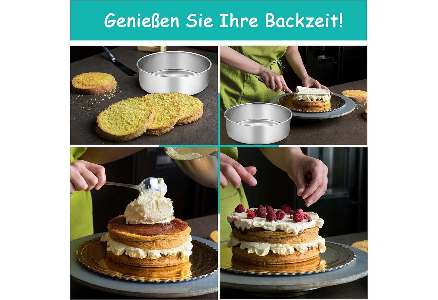 LuxusKollektion Backform Backform rund Edelstahl 2er rostfrei spülmaschinenfest 24cm Bild 4