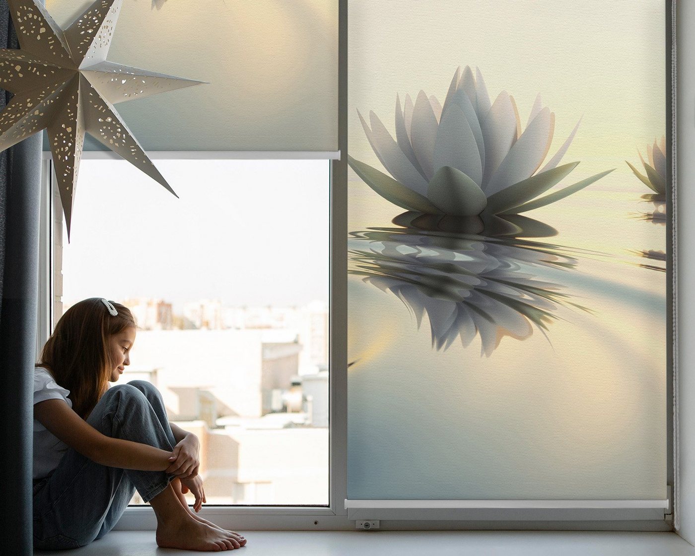 Rollo für Fenster mit Aufdruck Lotus Blume, Tulup, abdunkelnd, Verschraubung, Bedruckt Bild 3