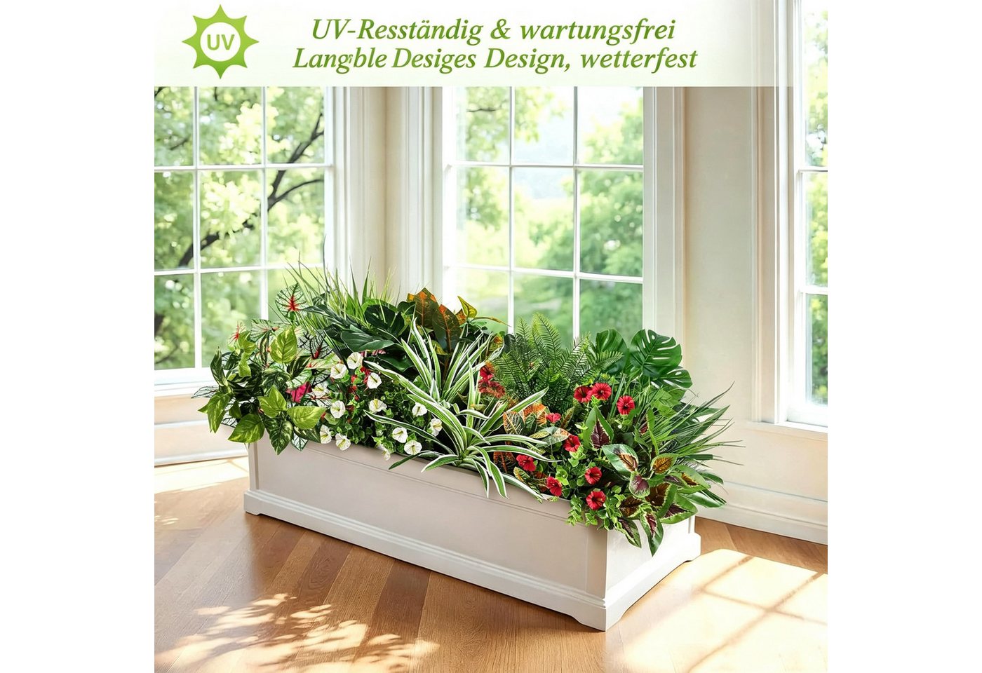 Kunstpflanze 12er Set Künstliche Pflanzen – Realistische Kunstefeu & Grünpflanzen, Diwzbyn, für Garten, Balkon & Fensterbank