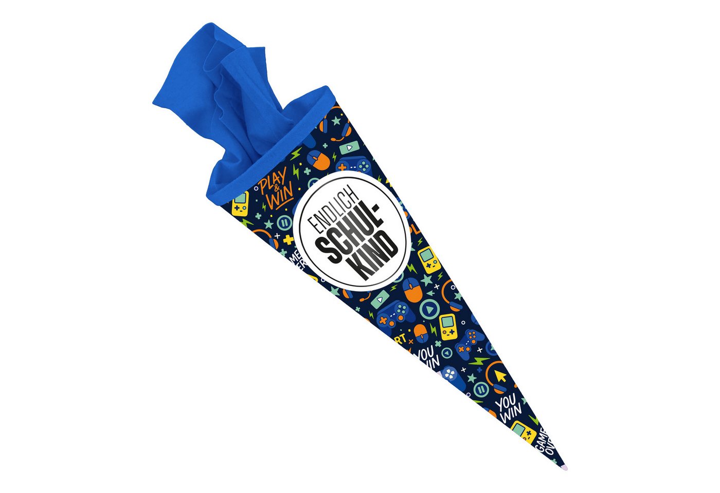 itenga Schultüte ITENGA Schultüte 70cm rund - Play & Win - Endlich Schulkind